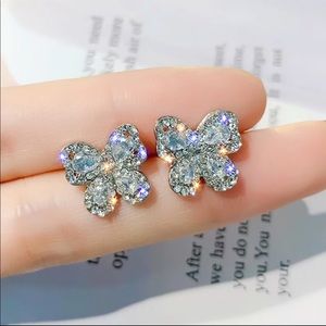 New Women’s 925 Silver Diamond Butterfly Earrings